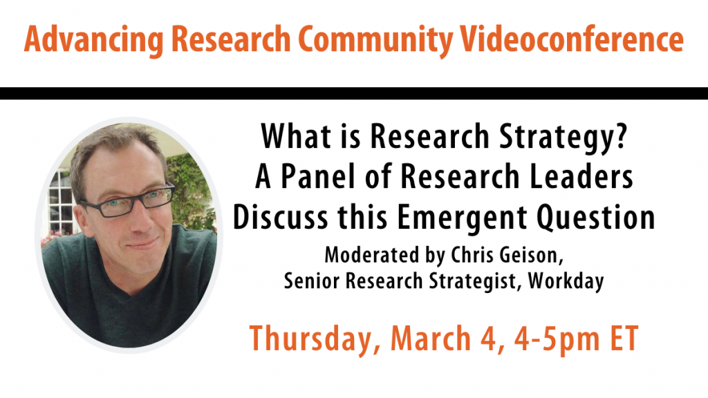 Videoconference: What is Research Strategy? — A Panel of Research Leaders Discuss this Emergent Question